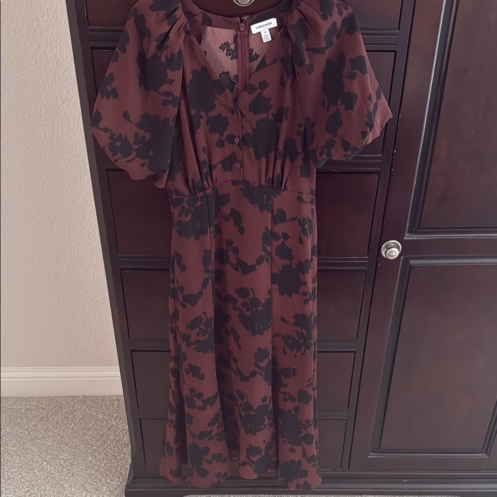 Nordstrom Burgundy and Black Patterned Dress
